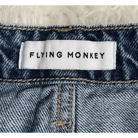 Flying Monkey Crop Jeans Womens 29 High Rise Distressed Blue Measures 30 x 24 - Picture 3 of 9